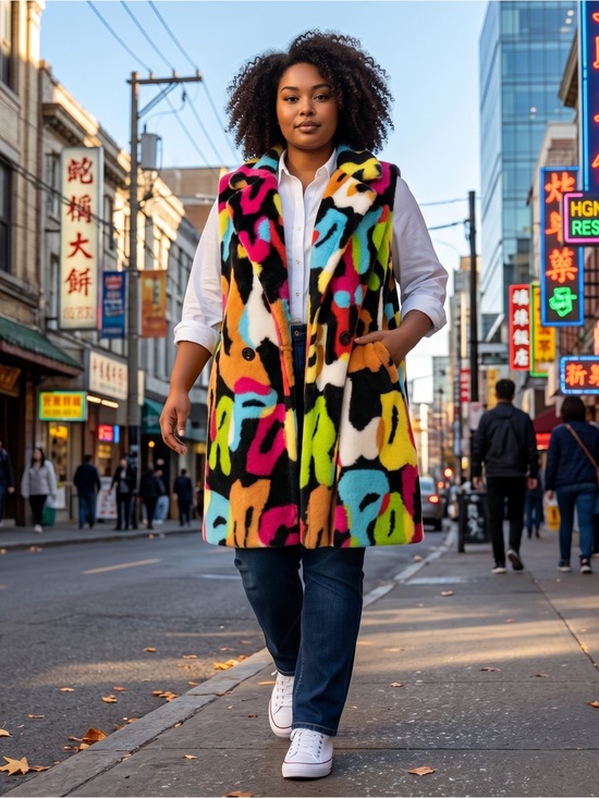 Diva Jackets & Blazers - Diva Multicolor Graphic Vest
